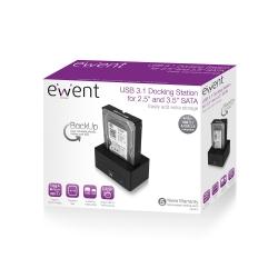 Ewent EW7012 USB 3.0 (3.1 Gen 1) Type-B Zwart HDD/SSD-dockingstation